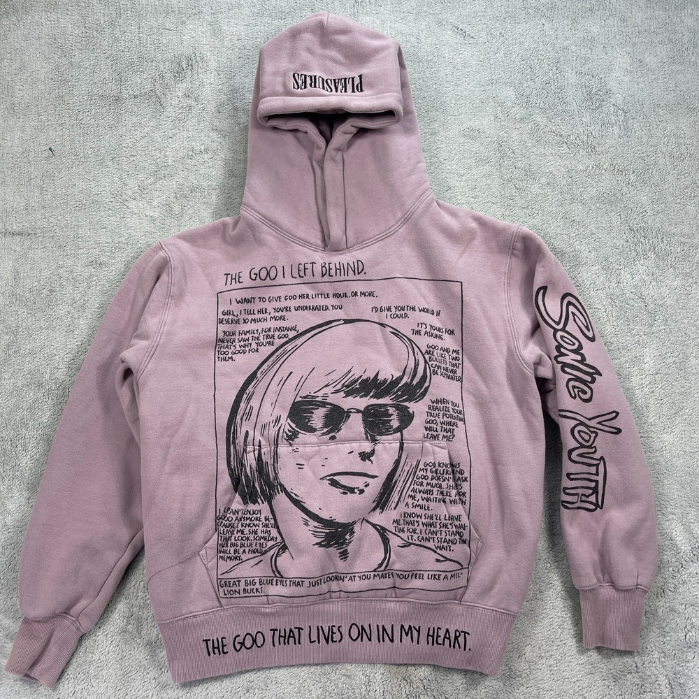 Pleasures x Sonic Youth The Goo Hoodie Small Lavender Graphic Sweatshirt